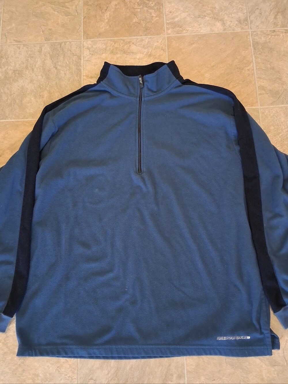 American Eagle Fleece 1/4 Zip Pullover Sweater Mens Size XL Blue Preppy